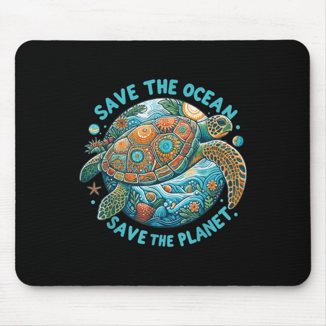 Spara Havets Räddat planetet Cute Sea Turtle Musmatta (Framsidan)