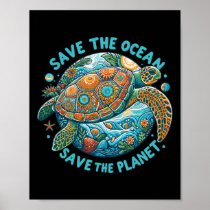 Spara Havets Räddat planetet Cute Sea Turtle Poster