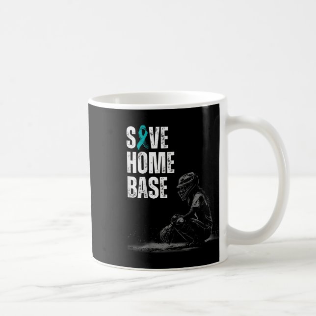 Spara Home Base Baseball Player Ovarian Cancer Awa Kaffemugg (Höger)