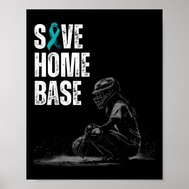 Spara Home Base Baseball Player Ovarian Cancer Awa Poster (Framsidan)