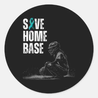Spara Home Base Baseball Player Ovarian Cancer Awa Runt Klistermärke