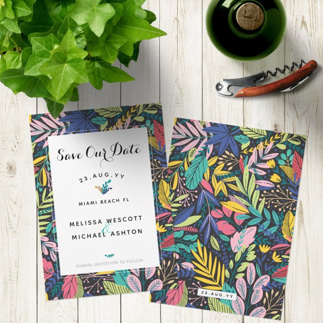 Spara 💍 i färg 🌴 Tropiskt Datumet (Colorful 🌴 Tropical Save the Date 💍 -- Customize Yours On Screen Now! 
)