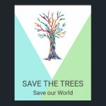 SPARA i TRÄD Poster<br><div class="desc">Spara Träd! Uppmana andra att ta hand om vår jord. Denna enkla snyggt poster ett mosaiskt träd och ord Spara Träd,  Spara världen över. Du kan anpassa den här poster genom att ändra ord om du vill.</div>