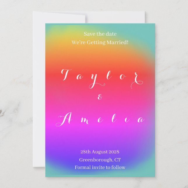 Spara inbjudan till datumfärgat bröllop (Framsida)