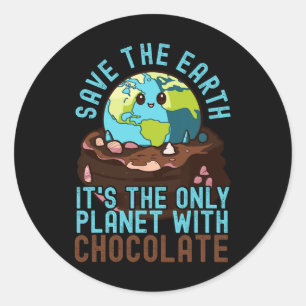 Spara jorden - den enda planeten med choklad runt klistermärke