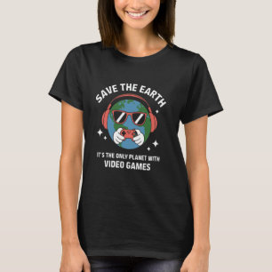 Spara jorden Gamer Design - Rollig Earth Day Video T Shirt