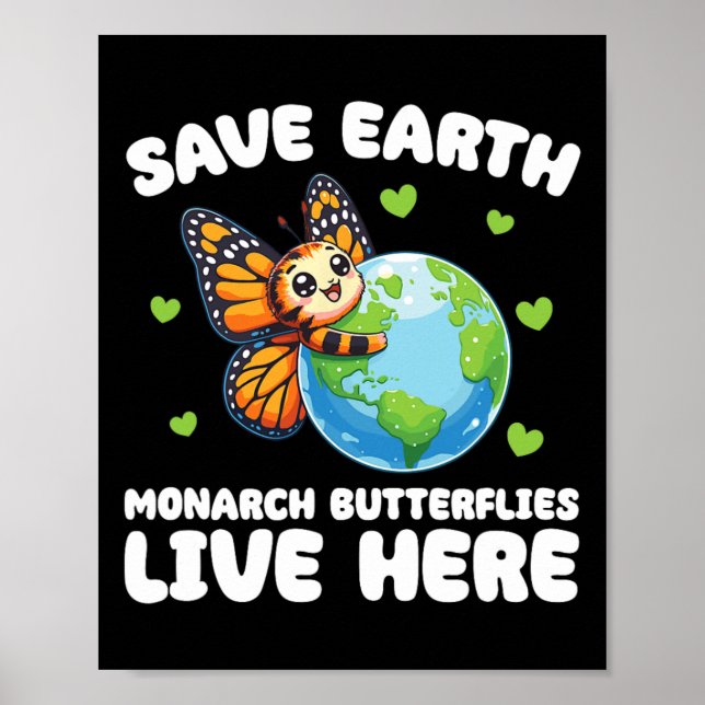 Spara Jorden Monarch Butterflies bor här jorden Poster (Framsidan)