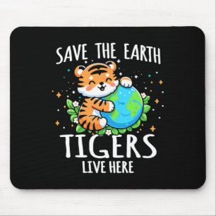 Spara jorden tigerdesign - Rolig djur jordens dag Musmatta