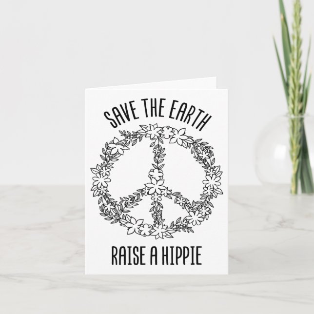 Spara Jorden väcker en hippie Planet Earth Day Gif Kort (Framsida)