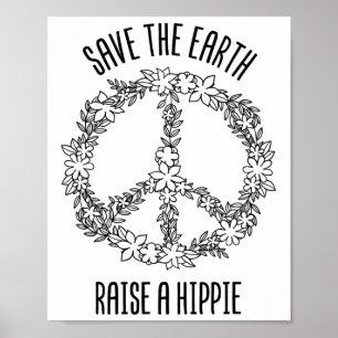 Spara Jorden väcker en hippie Planet Earth Day Gif Poster
