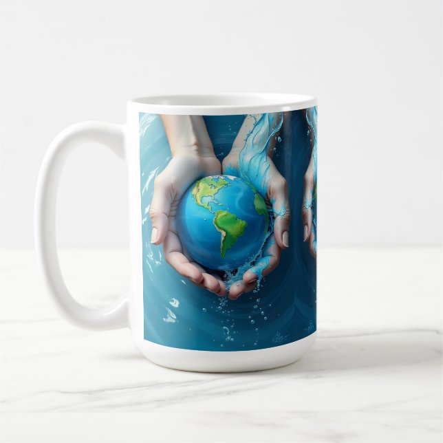 “Spara jorden Vattenplanet-mugg  Kaffemugg (Vänster)