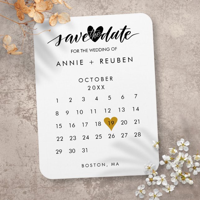 Spara kalendern för Chicen Snyggt Magnet (Save the Date Stylish Chic Calendar Magnet)