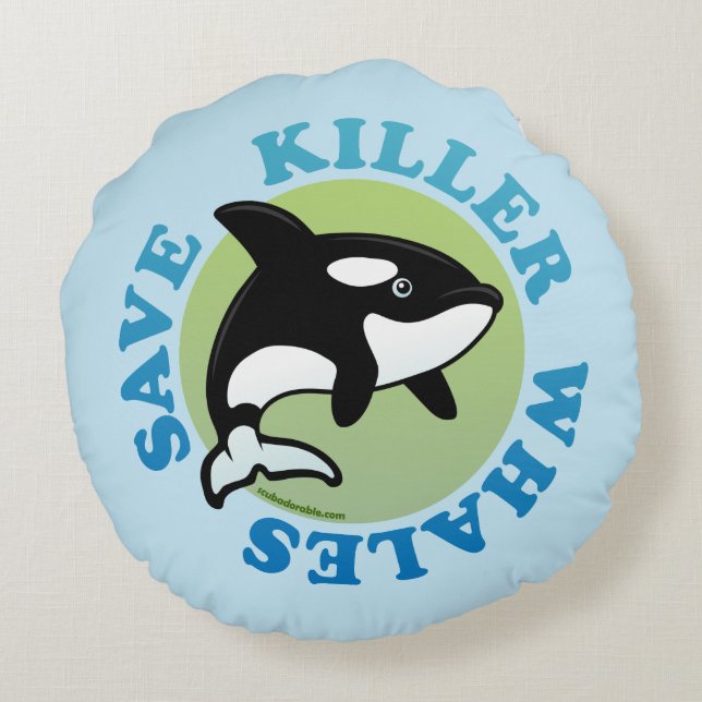 Spara Killer Whales Rund Kudde (Baksidan)