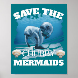 Spara Knubbiget Sjöjungfruars Manatees Poster