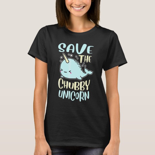 Spara Knubbiget Unicorn Narwhal T Shirt (Framsida)