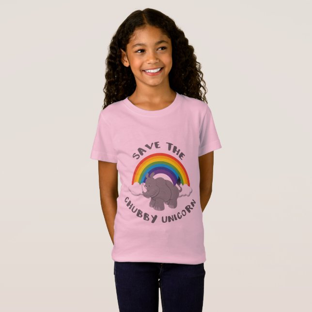 Spara Knubbiget Unicorn Rhino T Shirt (Hel framsida)