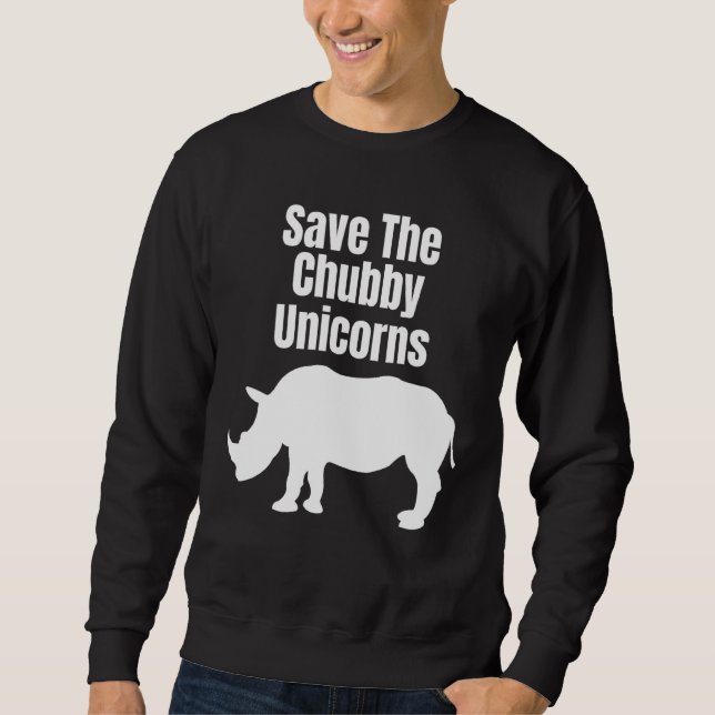 Spara Knubbiget Unicorns Hipster Quote Rhino Lång Ärmad Tröja (Framsida)