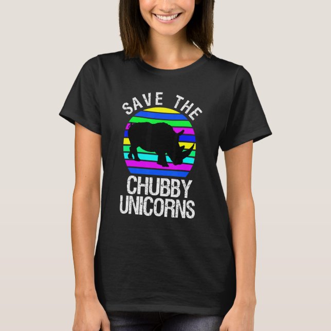 Spara Knubbiget Unicorns Retro Stil Rhino 5 T Shirt (Framsida)