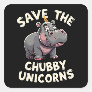 Spara Knubbiget Unicorns Rhino Animal Högers Fyrkantigt Klistermärke