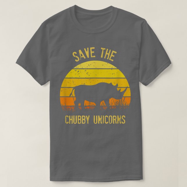 Spara Knubbiget Unicorns Rhino Sunset T Shirt (Design framsida)