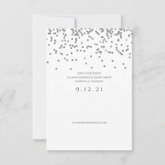 Spara konfettkortet Bröllop Silver Glitter (Framsida)