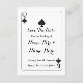 Spara Kung drottning Ace Spades bröllopsinbjudan Datumet