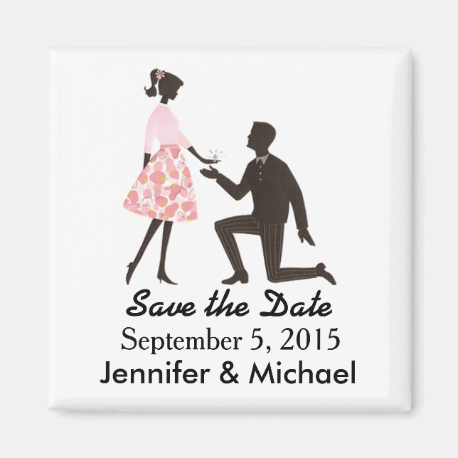 Spara kvadratmagnet Date bröllop Magnet (Framsidan)