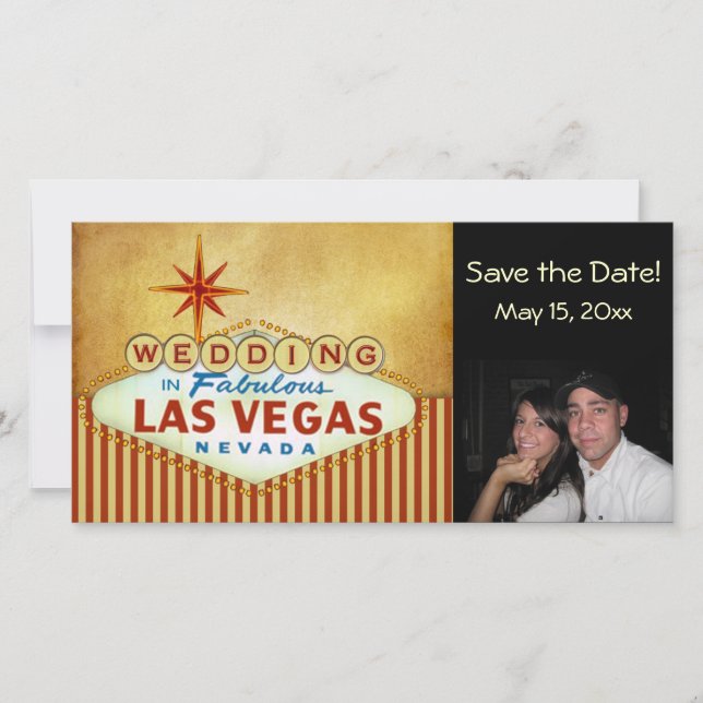 Spara Las Vegas Bröllop-fotokortet Datumet (Framsida)