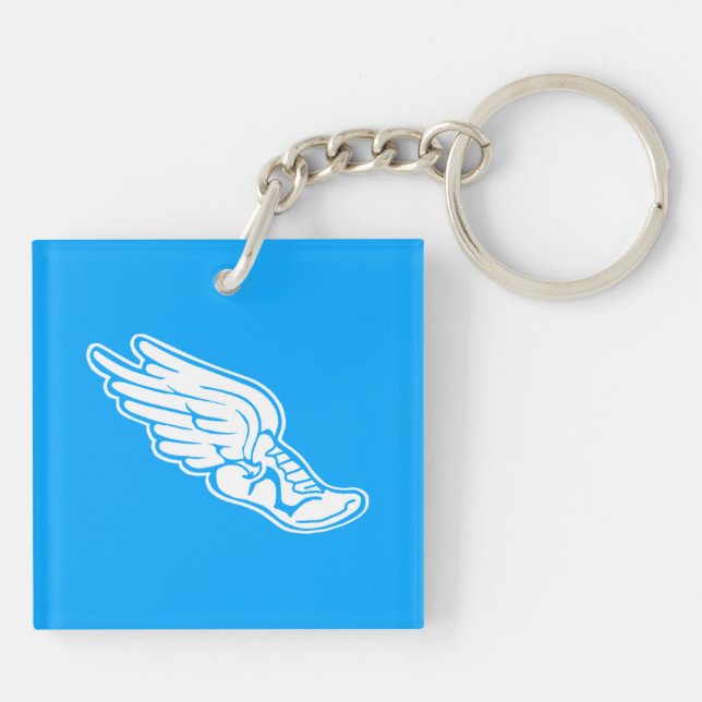 Spåra logotypakrylKeychain blått (Baksidan)