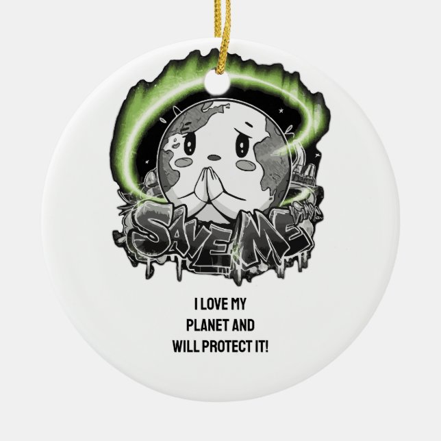 Spara Me Bära ditt meddelande, Inspire Change!" Julgransprydnad Keramik (Framsidan)