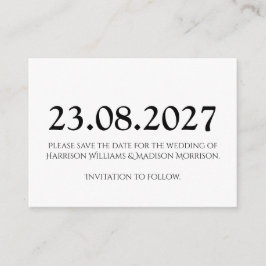 Spara meddelandekortet för datum elegant bröllop tilläggskort