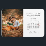 Spara meddelandet Datumkalendermånad Bröllop Magnet<br><div class="desc">Ett sätt att spara datumkalenderfotovykortet för personlig att skicka ut till dina gäster i bröllop! 1 Klicka på CUSTOMIZE BUTTON för att flytta det fina metalliska hjärtat i ro guld till ditt speciella datum.</div>