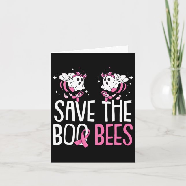 Spara Medvetenhet om bröstcancer Boo Bees Hallowee Kort (Framsida)