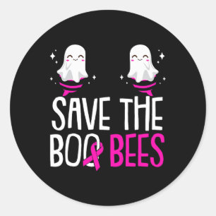 Spara Medvetenheten om bröstcancer hos Boo Bees-br Runt Klistermärke