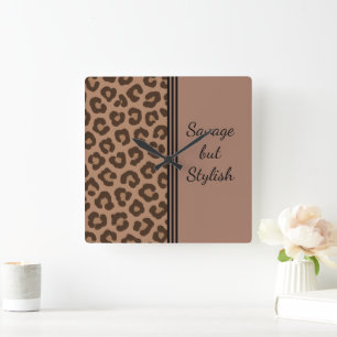 Spara men Snyggt Leopard Skriv ut Fyrkantig Klocka