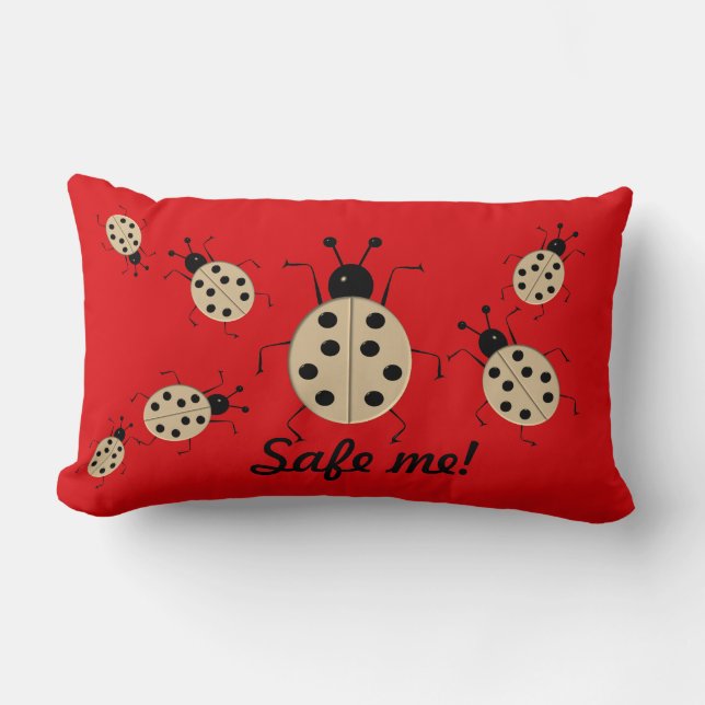 Spara mig! Kylfärgade ladybuggar,personlig Lumbarkudde (Framsida)