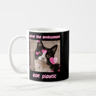Spara Miljö Ät Plast Katt Roligt Talesätt Män Kaffemugg