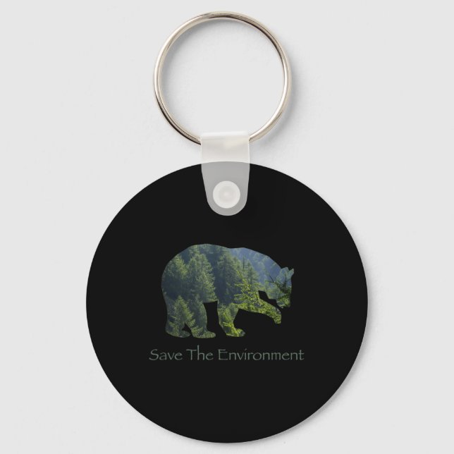 Spara Miljön Bear Silhouette Environmental Nyckelring (Framsida)