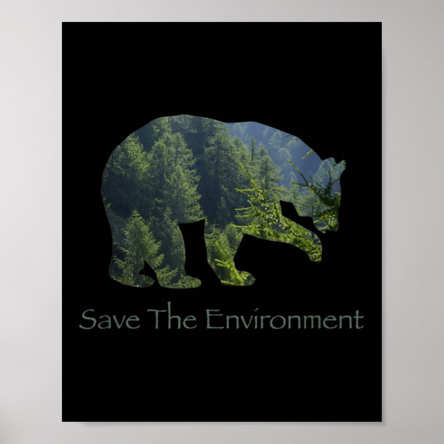 Spara Miljön Bear Silhouette Environmental Poster (Framsidan)