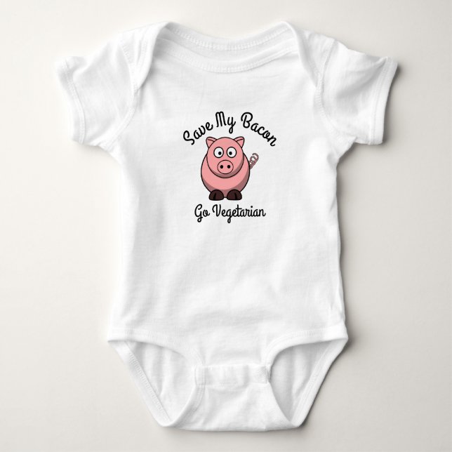 Spara Min Bacon Bli Vegetarian T Shirt (Framsida)