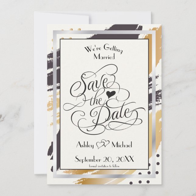 Spara moderna färgstreck och typografi för datum spara datumet (Framsida)