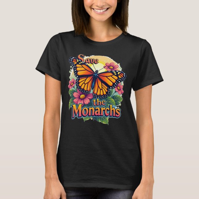 Spara Monarchs Butterfly Women's Blommigt T-Shirt (Framsida)
