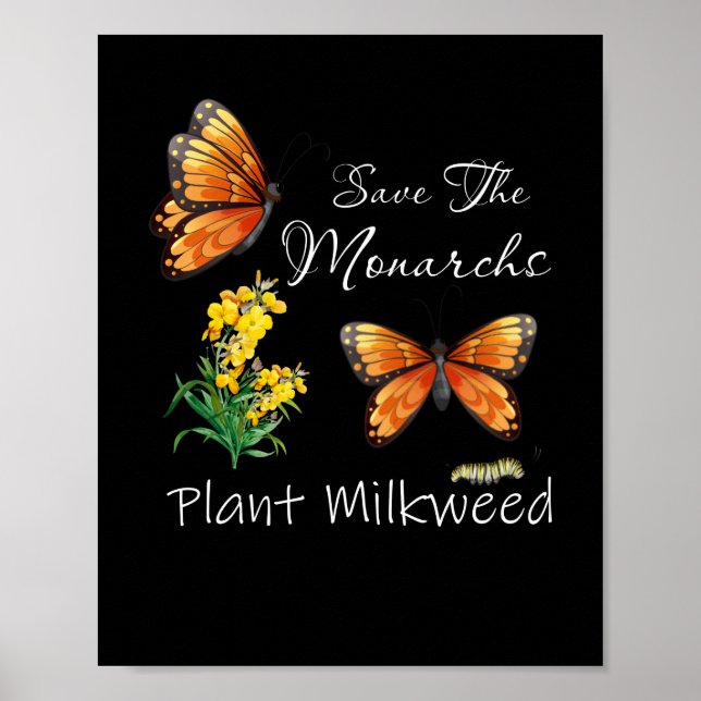 Spara Monarchs Plant Lite Milkweed Butterfly Poster (Framsidan)
