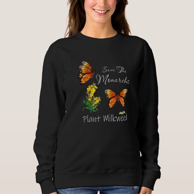 Spara Monarchs Plant Lite Milkweed Butterfly T Shirt (Framsida)