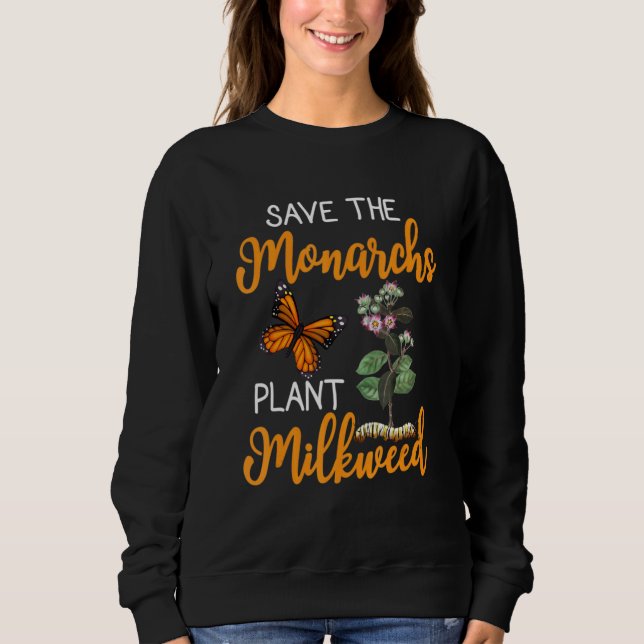Spara Monarchs Plant Lite Milkweed Butterfly T Shirt (Framsida)