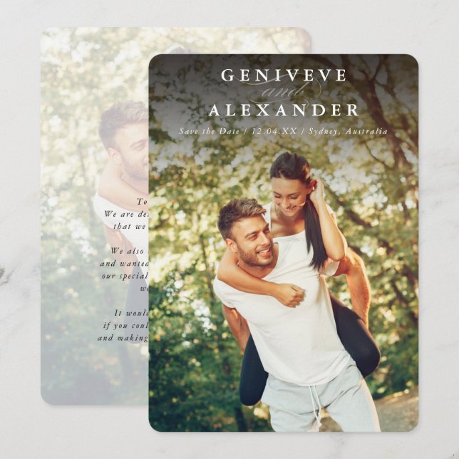 SPARA mörken DATE modern elegant namn Inbjudningar (Fram/baksida)