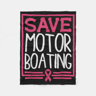 Spara Motor Boating Funny Breast Cancer Pink Ribbo Fleecefilt
