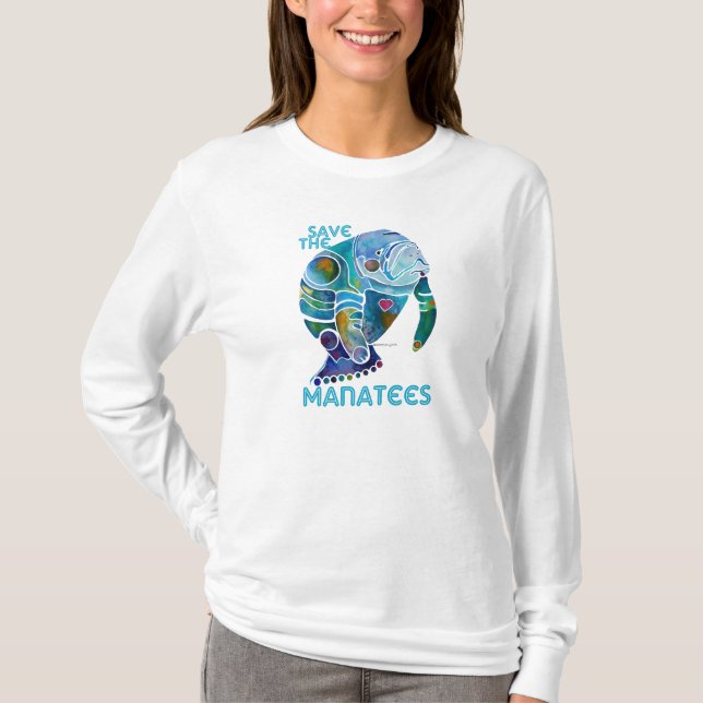 Spara muff skjortan för Manateesdamer den Long Tee Shirt (Framsida)