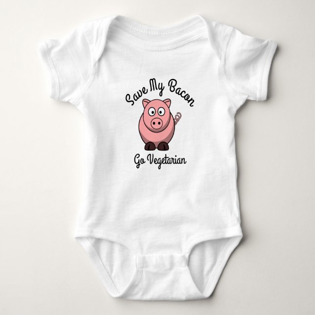 Spara My Bacon Go Vegetarian T Shirt (Framsida)