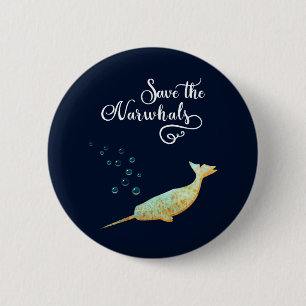 Spara Narwhalsen. Vattenfärg Calligraphykonst Knapp